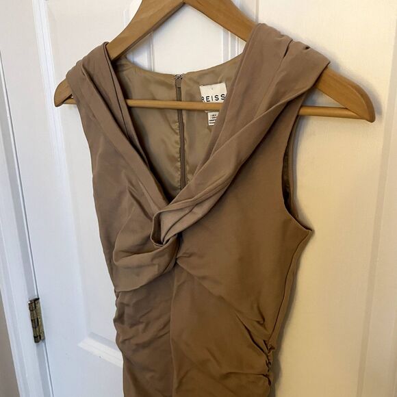 Reiss Tan Cocktail Dress Tan Tie Sz 0 - Picture 4 of 9